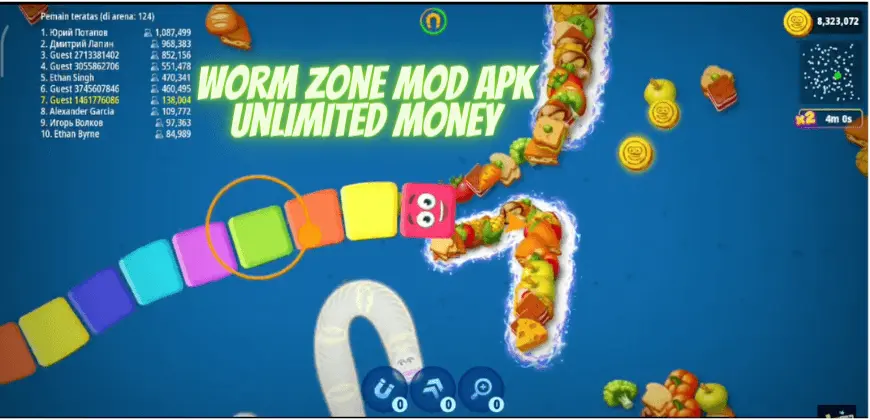Worm zone mod apk game play